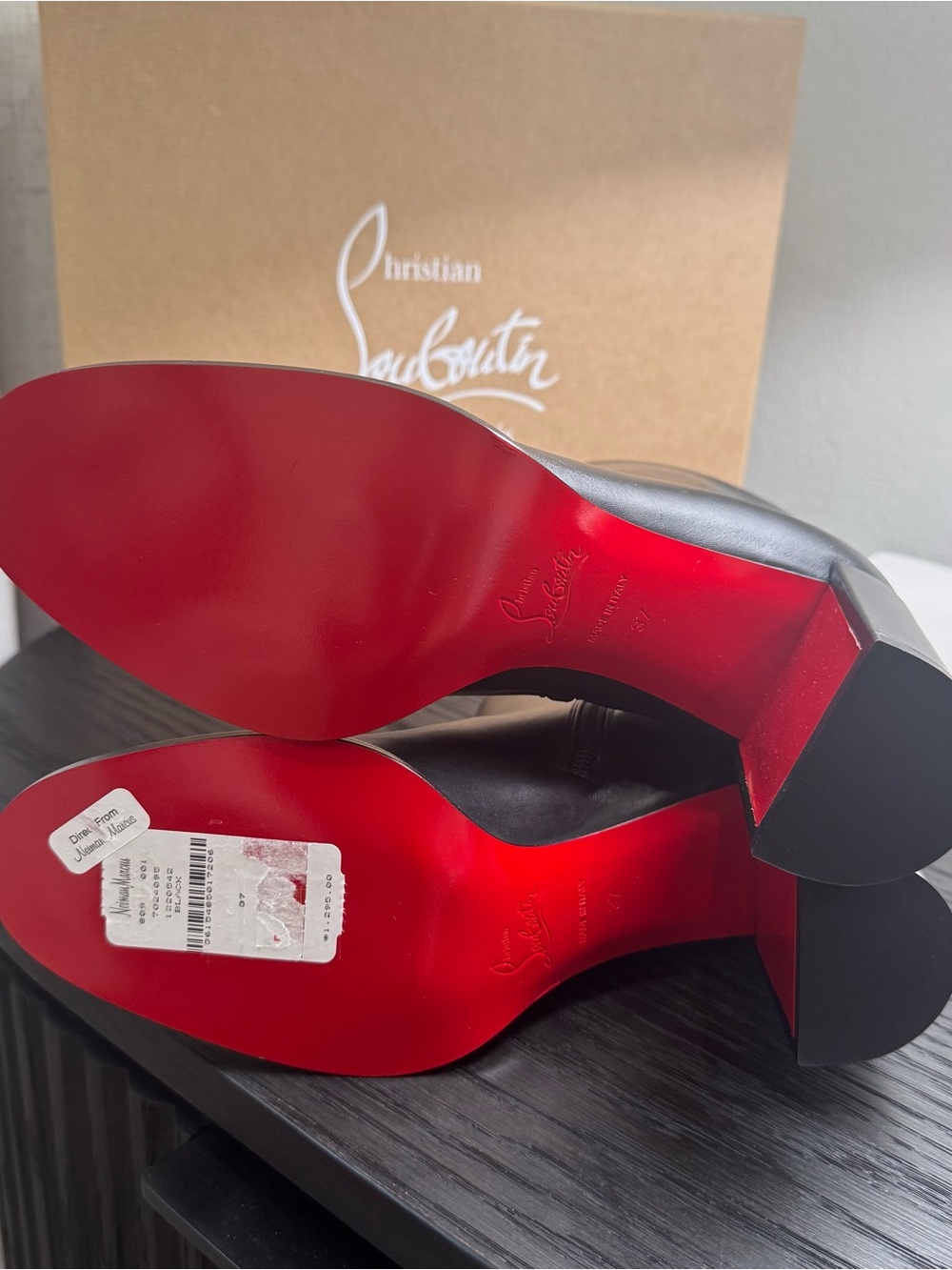 Christian Louboutin Adoxa 70 Leather Booties Black 37 - Picture 9 of 10